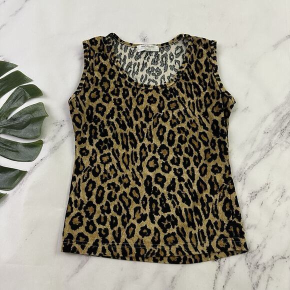 Mad People Tops - Mad People Womens Vintage Y2k Baby Tank Top Size M Leopard Velvet Animal